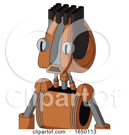 Orange Droid with Droid Head and Sad Mouth and Two Eyes and Pipe Hair by Leo Blanchette