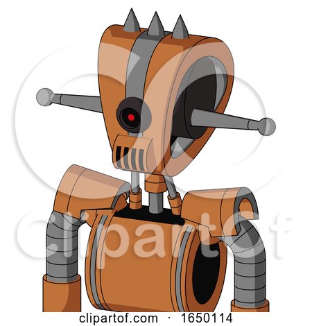Orange Droid with Droid Head and Speakers Mouth and Black Cyclops Eye and Three Spiked by Leo Blanchette