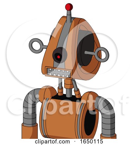 Orange Droid with Droid Head and Square Mouth and Black Cyclops Eye and Single Led Antenna by Leo Blanchette