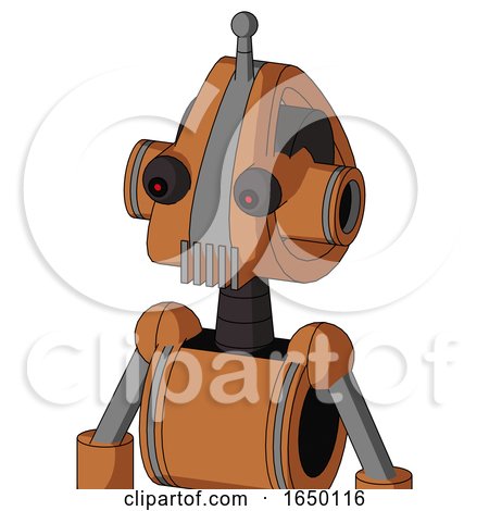 Orange Droid with Droid Head and Vent Mouth and Red Eyed and Single Antenna by Leo Blanchette