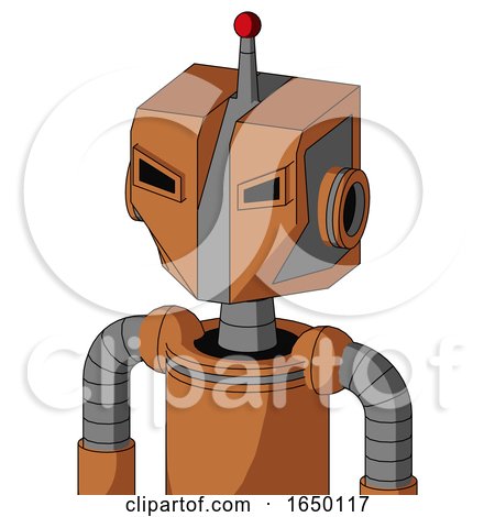 Orange Droid with Mechanical Head and Angry Eyes and Single Led Antenna by Leo Blanchette