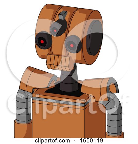 Orange Droid with Multi-Toroid Head and Toothy Mouth and Three-Eyed by Leo Blanchette