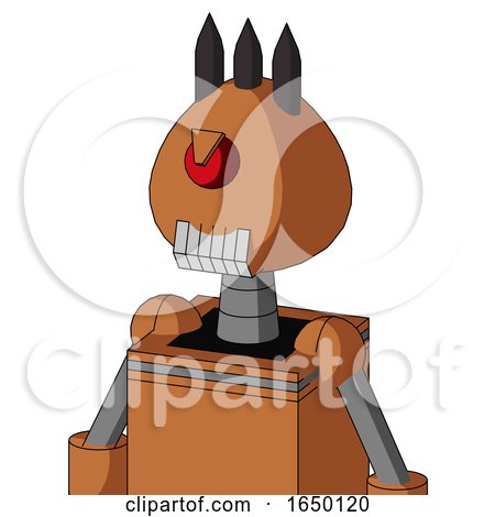 Orange Droid with Rounded Head and Teeth Mouth and Angry Cyclops and Three Dark Spikes by Leo Blanchette