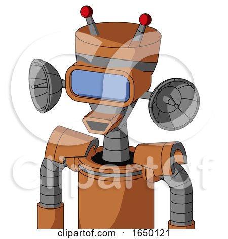 Orange Droid with Vase Head and Happy Mouth and Large Blue Visor Eye and Double Led Antenna by Leo Blanchette