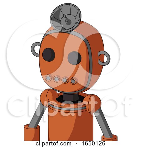 Orange Mech with Bubble Head and Pipes Mouth and Two Eyes and Radar Dish Hat by Leo Blanchette