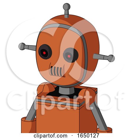 Orange Mech with Bubble Head and Speakers Mouth and Black Glowing Red Eyes and Single Antenna by Leo Blanchette