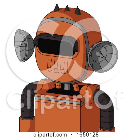 Orange Mech with Bubble Head and Toothy Mouth and Black Visor Eye and Three Dark Spikes by Leo Blanchette
