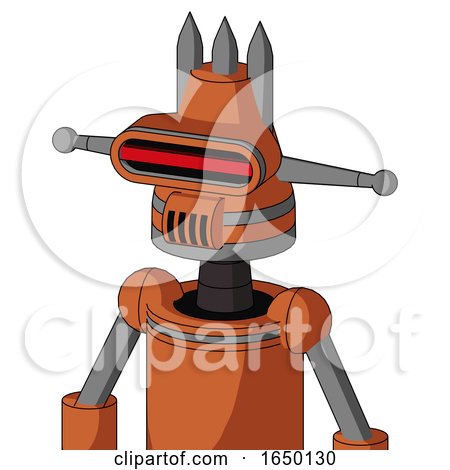 Orange Mech with Cone Head and Speakers Mouth and Visor Eye and Three Spiked by Leo Blanchette