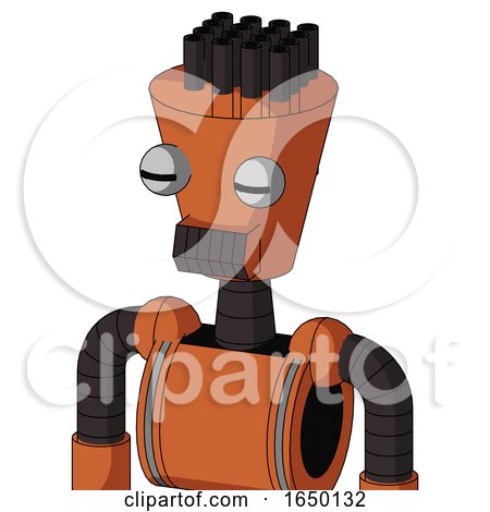 Orange Mech with Cylinder-Conic Head and Dark Tooth Mouth and Two Eyes and Pipe Hair by Leo Blanchette