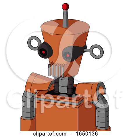 Orange Mech with Cylinder-Conic Head and Vent Mouth and Black Glowing Red Eyes and Single Led Antenna by Leo Blanchette
