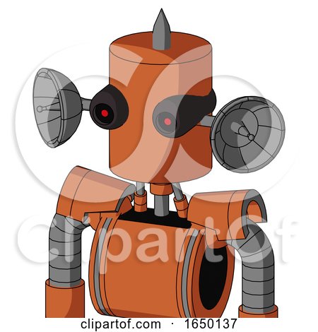 Orange Mech with Cylinder Head and Black Glowing Red Eyes and Spike Tip by Leo Blanchette