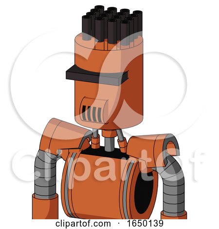 Orange Mech with Cylinder Head and Speakers Mouth and Black Visor Cyclops and Pipe Hair by Leo Blanchette