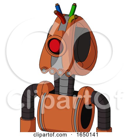 Orange Mech with Droid Head and Pipes Mouth and Cyclops Eye and Wire Hair by Leo Blanchette