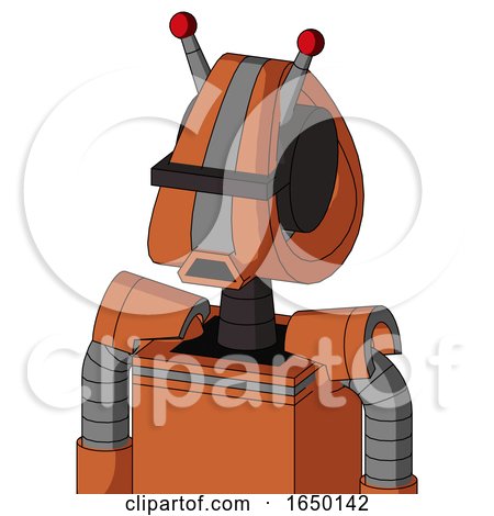 Orange Mech with Droid Head and Sad Mouth and Black Visor Cyclops and Double Led Antenna by Leo Blanchette