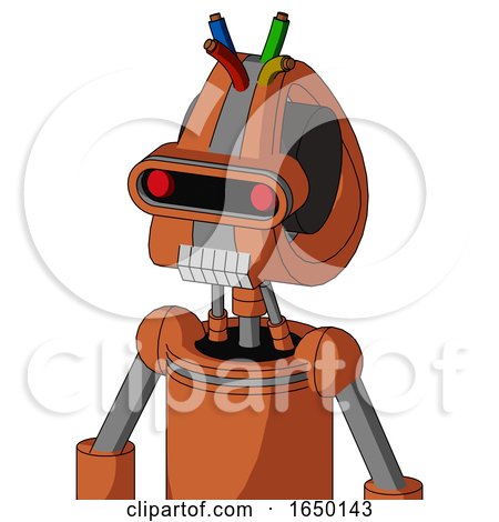 Orange Mech with Droid Head and Teeth Mouth and Visor Eye and Wire Hair by Leo Blanchette