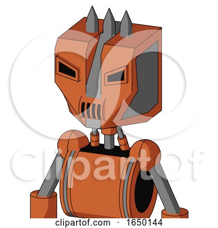 Orange Mech with Mechanical Head and Speakers Mouth and Angry Eyes and Three Spiked by Leo Blanchette