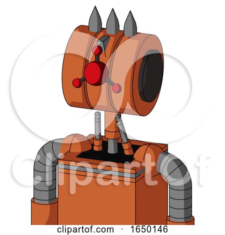 Orange Mech with Multi-Toroid Head and Cyclops Compound Eyes and Three Spiked by Leo Blanchette