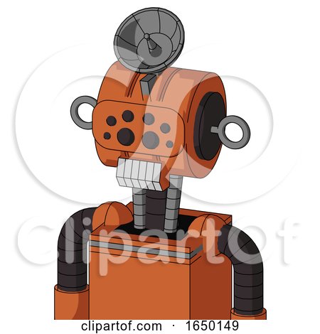 Orange Mech with Multi-Toroid Head and Teeth Mouth and Bug Eyes and Radar Dish Hat by Leo Blanchette