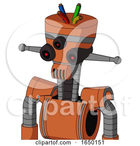 Orange Mech with Vase Head and Speakers Mouth and Three-Eyed and Wire Hair by Leo Blanchette
