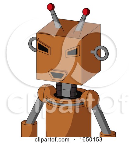 Orange Robot with Box Head and Happy Mouth and Angry Eyes and Double Led Antenna by Leo Blanchette