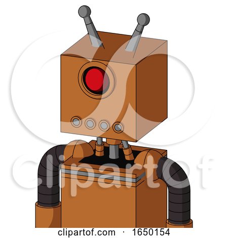 Orange Robot with Box Head and Pipes Mouth and Cyclops Eye and Double Antenna by Leo Blanchette
