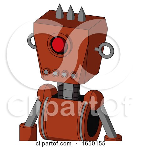 Orange Robot with Box Head and Pipes Mouth and Cyclops Eye and Three Spiked by Leo Blanchette