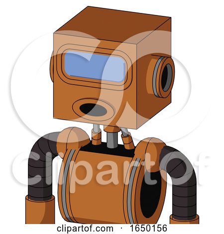 Orange Robot with Box Head and Round Mouth and Large Blue Visor Eye by Leo Blanchette