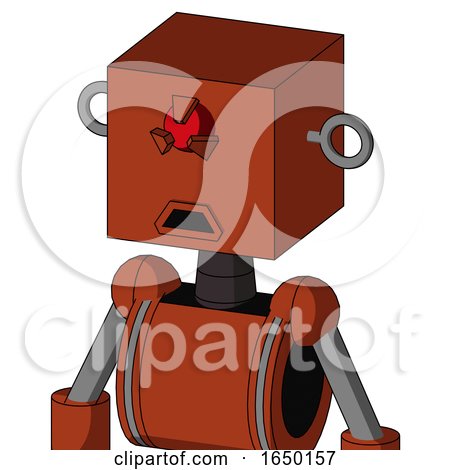 Orange Robot with Box Head and Sad Mouth and Angry Cyclops Eye by Leo Blanchette