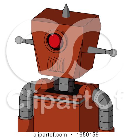 Orange Robot with Box Head and Speakers Mouth and Cyclops Eye and Spike Tip by Leo Blanchette