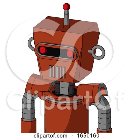 Orange Robot with Box Head and Vent Mouth and Visor Eye and Single Led Antenna by Leo Blanchette