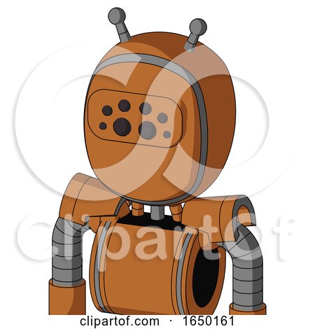Orange Robot with Bubble Head and Bug Eyes and Double Antenna by Leo Blanchette