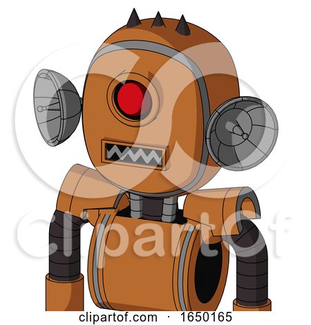 Orange Robot with Bubble Head and Square Mouth and Cyclops Eye and Three Dark Spikes by Leo Blanchette