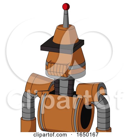Orange Robot with Cone Head and Toothy Mouth and Black Visor Cyclops and Single Led Antenna by Leo Blanchette