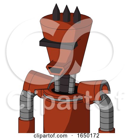 Orange Robot with Cylinder-Conic Head and Happy Mouth and Black Visor Cyclops and Three Dark Spikes by Leo Blanchette
