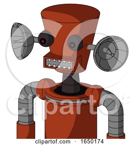 Orange Robot with Cylinder-Conic Head and Square Mouth and Red Eyed by Leo Blanchette