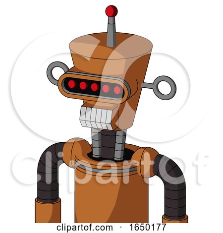Orange Robot with Cylinder-Conic Head and Teeth Mouth and Visor Eye and Single Led Antenna by Leo Blanchette