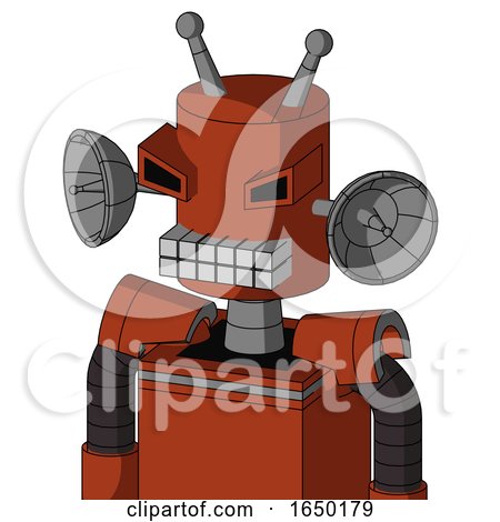 Orange Robot with Cylinder Head and Keyboard Mouth and Angry Eyes and Double Antenna by Leo Blanchette