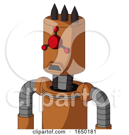 Orange Robot with Cylinder Head and Sad Mouth and Cyclops Compound Eyes and Three Dark Spikes by Leo Blanchette