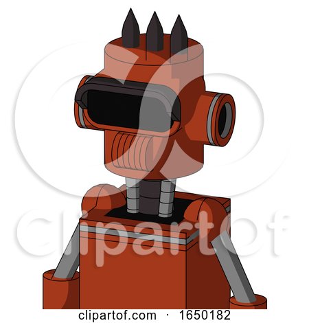 Orange Robot with Cylinder Head and Speakers Mouth and Black Visor Eye and Three Dark Spikes by Leo Blanchette