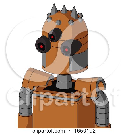Orange Robot with Dome Head and Three-Eyed and Three Spiked by Leo Blanchette