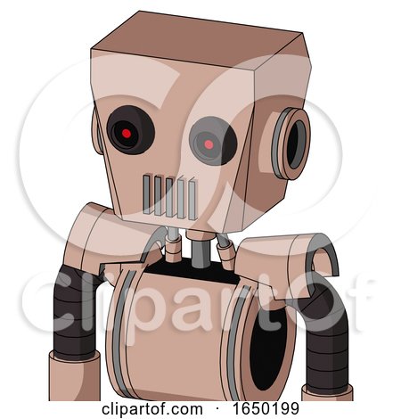 Light-Peach Mech with Box Head and Vent Mouth and Black Glowing Red Eyes by Leo Blanchette