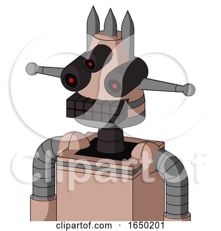 Light-Peach Mech with Cone Head and Keyboard Mouth and Three-Eyed and Three Spiked by Leo Blanchette