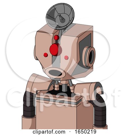 Light-Peach Mech with Mechanical Head and Round Mouth and Cyclops Compound Eyes and Radar Dish Hat by Leo Blanchette