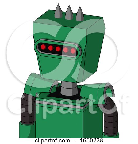 Green Automaton with Box Head and Visor Eye and Three Spiked by Leo Blanchette