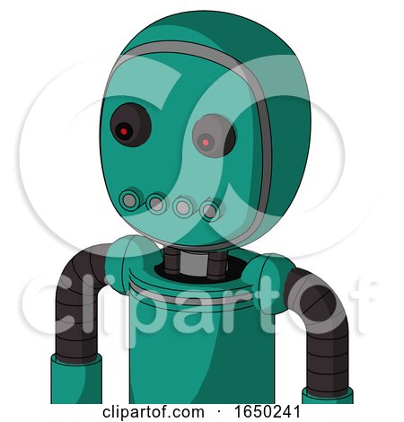 Green Automaton with Bubble Head and Pipes Mouth and Red Eyed by Leo Blanchette