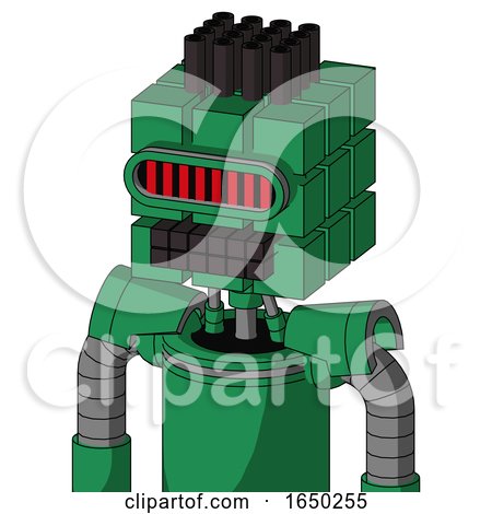 Green Automaton with Cube Head and Keyboard Mouth and Visor Eye and Pipe Hair by Leo Blanchette