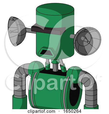 Green Automaton with Cylinder Head and Sad Mouth and Black Visor Cyclops by Leo Blanchette