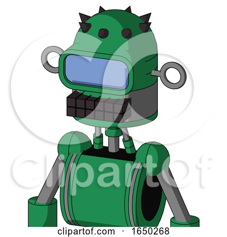 Green Automaton with Dome Head and Keyboard Mouth and Large Blue Visor Eye by Leo Blanchette