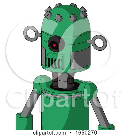 Green Automaton with Dome Head and Speakers Mouth and Black Cyclops Eye by Leo Blanchette