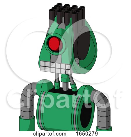 Green Automaton with Droid Head and Keyboard Mouth and Cyclops Eye and Pipe Hair by Leo Blanchette